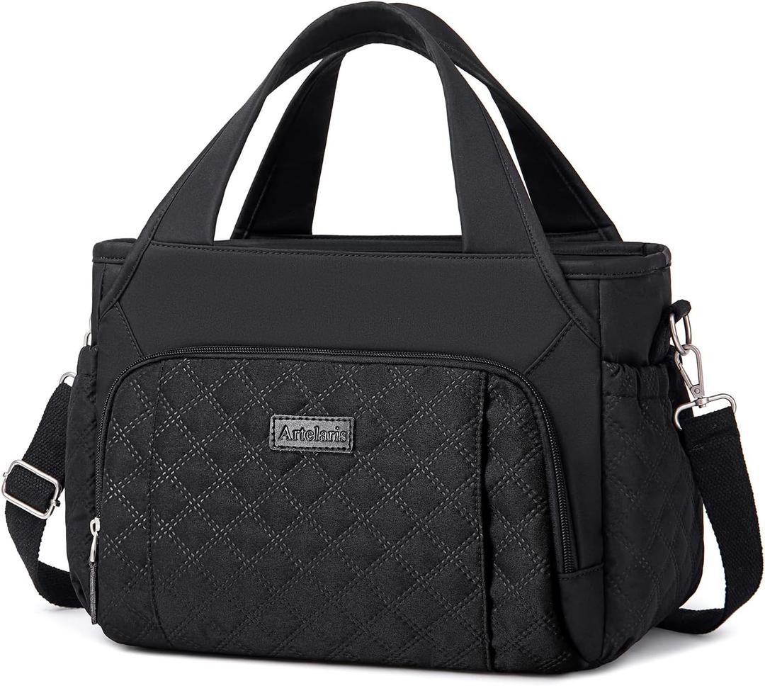 Artelaris Lunch Bag for Women, Insulated Lunch Box for Work,Large Leakproof Cooler lunch bag,Women's Lunch Tote Bag (A.Black)
