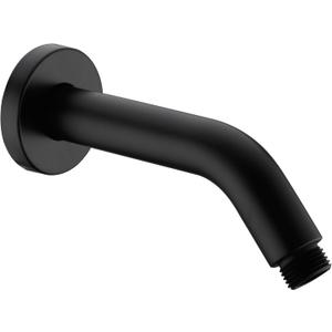 6 Inch Shower Arm and Flange - Solid Brass Wall Mounted Shower Arm Replacement for Fixed Shower Head, Matte Black