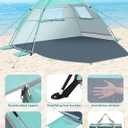 Glymnis Beach Tent Sun Shelter for 3 Person with UPF 50+ UV Protection, Lightweight & Easy Setup Beach Shade Canopy with Vent Windows & Zippered Door - Green