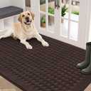 BEQHAUSE Door Mats Indoor Entrance 36"x60", Non-Slip Entryway Rugs Absorbent Washable, Low Profile Waffle Floor Mats for House, Dirt Trapper Doormat Inside Welcome Mat for Dog Mud Paws, Dark Brown