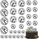 JOERSH 30 PCS Disco Ball Cake Decoration, Small Silver Reflective Mirror Ball Cake Topper, 70s Disco Themed Table Decor for Disco Theme Party 70s Disco Party Favor, 4 Sizes