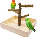 Hamiledyi Bird Perch Stand Playground Parrot Playground Tabletop Natural Wooden Perch PlayStand Platform Toys for Parrots Parakeets Lovebirds Canaries Cockatiels Conure