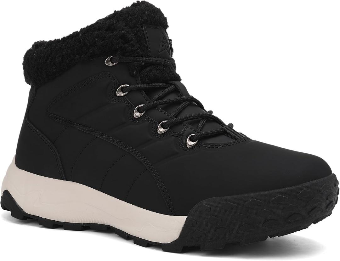 NEOTO Snow Boots for Womens Lightweight Insulated Faux Fur Winter Ankle Booties Ladies Comfortable Outdoor Shoes (9, Black)
