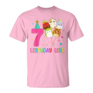 Birthday Girl Squish Squad 7 Years Old Cute 7Th Birthday T-Shirt