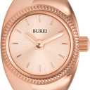BUREI Women's Quartz Stainless Steel Two-Hand Ring Watch, Men Women Finger Watch with Elastic Strap