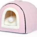 Cat Bed for Indoor CatsFoldable cat caveAnti-Slip & Water-Resistant Bottomcat Houses for Indoor Cats or Small Dogs, Kitten Tent, Rabbit Bed2 in 1 pet Bed (Pink)