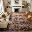 9x12 Extra Large Fluffy Area Rugs Non-Slip for Living Room Tie-Dyed Coffee