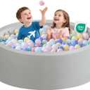 Zedachica Ball Pit for Toddlers 47.24''x15.75'' Baby Ball Pit Soft Foam Ball Pits Round Lagre Kids Ball Pits Indoor and Outdoor Game Kids Play Ball Pool Ideal Gift for Children (Grey, NO Balls)