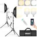 EMART Softbox Photography Lighting Kit, 16"x16" Pull Soft Box, 50W 3000K-6000K LED Bulb with Remote/APP Control, Professional Photoshoot Equipment for Studio Lights, Portrait, Video Recording(2 Pack)