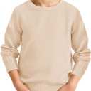 Haloumoning Boys Texture Sweater Kids Crewneck Long Sleeve Knit Pullover Sweater Fall Winter Clothes (9-10 Years, Beige)
