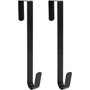 Sattiyrch 15" Wreath Hanger for Front Door, Sturdy Steel Wreath Door Hanger, Over The Door Hanger Hook (Black,2)
