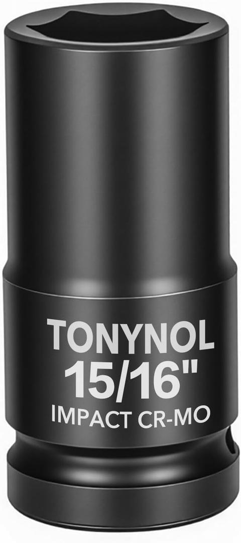 TONYNOL 3/4" Inch Drive Deep Impact Socket,6-Point,Sae Size 15/16",80mmL,CR-MO,Heavy-Duty Automotive & Industrial Repair