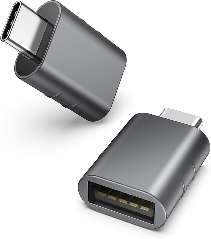 Syntech USB C to USB Adapter Pack of 2, USB 3.0 Female to Thunderbolt 4/3 Adapter Compatible with MacBook Pro Air 2024, Surface, iPad, iPhone, Galaxy Notebook, XPS and More Type C Devices, Space Grey