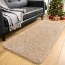 OLANLY 3x8 Machine Washable Runner Rugs for Hallway, Soft Fluffy Shaggy Bedside Rugs for Bedroom, Living Room, Indoor Floor Carpet for Kids Girls and Boys, Nursery Rooms, Home Decor Aesthetic, Beige
