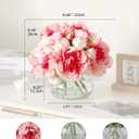 Garvee Artificial Peonies Flowers with Vase, Mixed Pink Silk Peony Bouquet with Faux Water in Glass Vase, Lifelike Fake Peonies Floral Arrangement for Table Centerpiece, Wedding, Home Decor