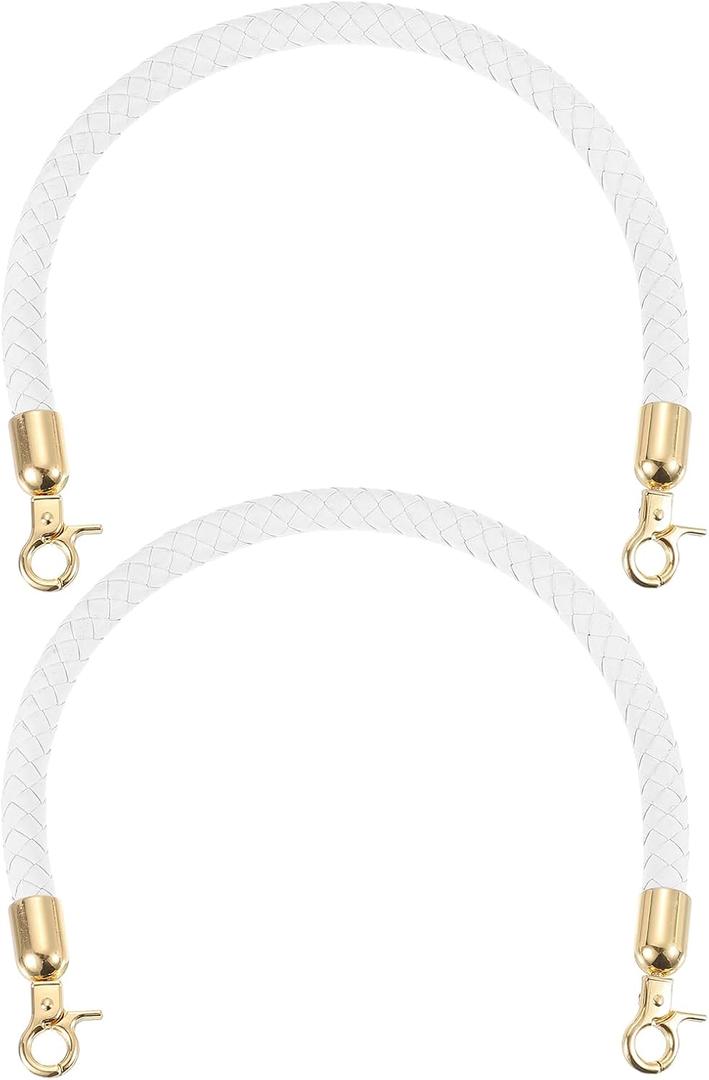uxcell 2Pcs PU Leather Handbag Handles, 40cm/15.8" Braided Purse Straps Braided Leather Replacement with Buckle for DIY Handbag Purse Making, White