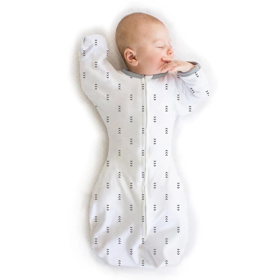 SwaddleDesigns Transitional Swaddle Sack, Arms Up Half-Length Sleeves & Mitten Cuffs, Swaddle for Newborn Transition to Baby Sleep Sack Wearable Blanket, Small, 0-3 month, 6-14 lb, Tiny Arrows