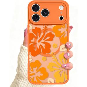 Magnetic for iPhone 17 Pro Max Case, Compatible with MagSafe, Cute Flower Hibiscus Design for Women Girls, Soft TPU and PC Back, Full Camera Protection Shockproof Cover, Orange Hibiscus