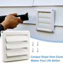 Cenipar 6" Louvered Vent Cover for External Wall Vent Cover Dryer Vent Cover with 4 Screws for Dryer Easy Installation(Plastic,White)