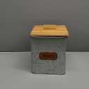 Red Co. Dog & Cat Treats Corrugated Metal Storage Canister with Wooden Lid, Distressed, 7.25" x 8