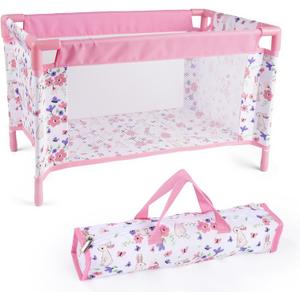 Reborn Baby Dolls Crib, Babys Doll Bed for 18 Inch Baby Dolls, Removable Babys Doll Playpen Toy Crib, Reborn Baby Doll Accessories with Storage Bag, Toy Gift for Kids Ages 3+