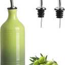 Sweejar Ceramic Olive Oil Dispenser Bottle, Opaque Oil Cruet Protects Oil to Reduce Oxidation, Suitable for Oil, Vinegar, Coffee Syrups & Other Liquids, Pack of 1, 15.5 Fl Oz (Gradient Green)