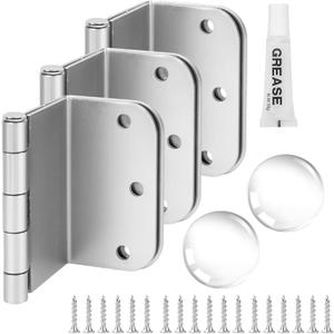 3-Pack Offset Door Hinges, Brushed Nickel Door Hinges 3.5 Inch 5/8" Radius Corner for Handicap, Swing Clear for Exterior & Interior with Wall Handle Stopper & Grease, Heavy Duty Hardware