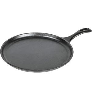 Lodge Round Seasoned Cast Iron Griddle 10.5 Inches - Round-Shaped, Pre-Seasoned Iron Griddle Pan - Non-Toxic, PFAS-Free Cookware - Compatible with Stovetop, Oven, Grill, or Campfire