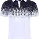 uideazone Mens Golf Shirt Dry Fit Athletic Polo Shirts Moisture Wicking Performance 3D Print Short Sleeve (3X-Large, Black White)
