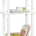 MaxSmeo Narrow Side Table, Small End Table with 3-Tier Open Shelf, Slim Bedside Table Nightstand for Small Spaces, Bedroom, Living Room (White)