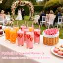 200PCS Pink Heart Shaped Straws, Cute Plastic Drinking Straws for Valentine Party, Bridal Shower, Baby Shower, Wedding, Birthday, Girls Night & Drink Decorations