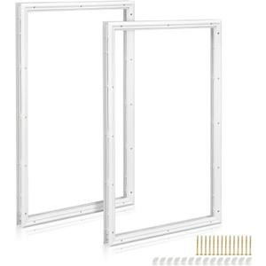2 Pcs 22" x 36" Entry Door Frame Only Replacement Kit, 1 Lite for 1" Glass (Not Included), Exterior Front Door Glass Insert Kit White Window Grille Inserts Replacement