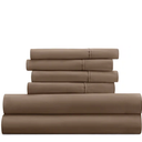 Modern Threads Soft Microfiber Solid Sheets - setLuxurious Microfiber Bed Sheets 62 inch - Includes Flat Sheet, Fitted Sheet with Deep Pockets, & Pillowcases Brown Queen 4 pillows 33×19 in