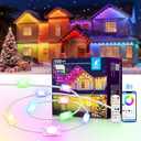 100FT Christmas Permanent Outdoor Lights,RGB Eaves Lights with App & Remote Control,DIY Multi-Color Scene Modes,IP67 Waterproof,Outdoor Strings for House,Holiday Decorations for Christmas