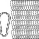 60 Pack M8 x 3-1/8inch Spring Snap Hooks Heavy Duty Carabiner Clips Galvanized Steel Quick Link Clip for Camping Hiking Traveling Outdoor Swing Gym, 500Lbs Capacity1 (Silver)