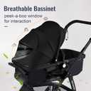 Baby Stroller, 2-in-1 Reversible Toddler Seat with Lie-Flat Mode, Foldable Infant Stroller with Canopy, One Button Brake, Adjustable Handle, Newborn Pushchair (Black B)