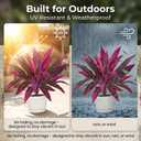 Artificial Tropical Plant UV Resistant Large Faux Plants Outdoor Fake Boston Ferns Potted Plants Realistic Agave Plastic Hostas Greenery Patio Outside Shrubs Flower Grass Front Porch Decor (2, Purple)