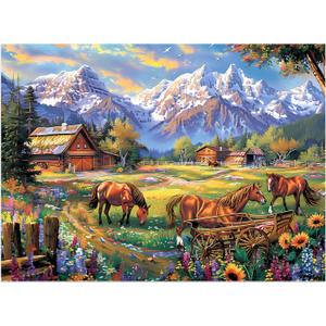 500 Piece Jigsaw Puzzle for Adults - Flowers, Mountain, Horse Themes - Funny Challenging Gift for Family Friends, 21 x 15 in