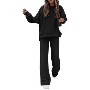 KIRUNDO Fall Sweatsuits Women 2 Piece Outfit Lounge Sets 2025 Matching Airport Oversized Sweatshirt Sweatpants Tracksuit XL