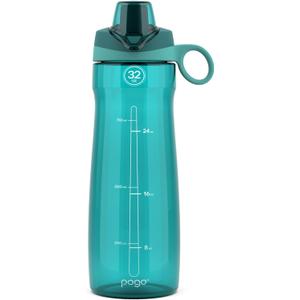Pogo Plastic Water Bottle with Chug Lid and Carry Handle, Reusable, BPA Free, Dishwasher Safe, Perfect for Travel, School, Outdoors, and Gym | 18oz, 32oz, 40oz, 64oz (Teal)
