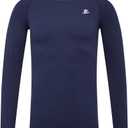 DEVOROPA Youth Boys Compression Shirt Long Sleeve Football Baseball Undershirt Quick Dry Kids Sports Baselayer Crewneck (Large, Navy)