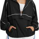 Fisoew Quarter Zip Pullover Women UPF 50+ Lightweight Windbreaker Jacket Running Hiking Outdoor Pullover with Pocket, Medium 
