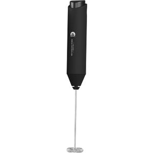 Powerful Milk Frother Wand - Mini Handheld Milk Frother with Stainless Steel Whisk - Battery-Powered Drink Mixer for Coffee, Lattes, Cappuccinos, Matcha - Coffee Enthusiasts Gift - Black