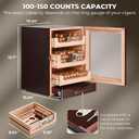 GLENCREAG MET-1031 Cigar Humidor Cabinet for 150 Cigars Spanish Cedar Lining, Digital Hygrometer, Magnetic Seal, 3 Drawers + Accessory Storage Gift for Cigar Aficionados