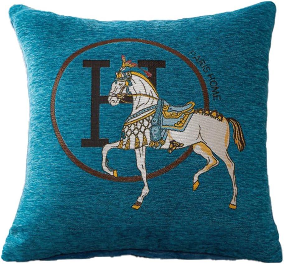18x18'' inches Throw Pillow Cushion Covers Set Pack of 2 Pcs - Luxury Horse Embroidery Modern Style Couch Sofa Pillow Cover for Living Room Bedroom (Green)
