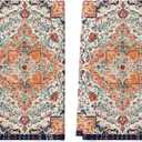 Artoid Mode Orange Flowers Bohemia Boho Kitchen Towels Dish Towels, 18x26 Inch Daily Seasonal Decoration Hand Towels Set of 2