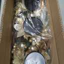 Christmas Table Centerpieces Decoration with 3 Candles Holders Gold Poinsettia Berries Pinecones Artificial Leaf Spray Christmas Balls Ornaments for Xmas Kitchen Tables Mantle Decorations