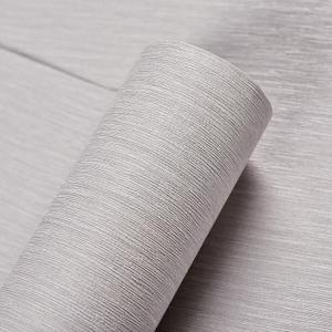 Haimin Grasscloth Wallpaper Peel and Stick 20.9in X 393in Fabric Contact Paper Wall Paper Textured Wallpaper Vertical Stripes Look Self-Adhesive Thick Vinyl Embossed Film (Light Grey-2)