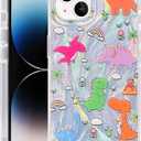 Compatible with iPhone 15 Plus Case,with [Soft Slim][Camera Protection] Cute Kawaii Shiny Aesthetic Phone Cover Anti-Yellowing Shockproof Protective Cover for Women Girl-Dinosaurs