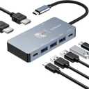 7-in-1 USB C Docking Station Dual Monitor, USB-C Hub with 2 HDMI Ports, 3 USB 3.0, 1 Type-C Data Port, 100W PD, Compatible with MacBook, Dell, HP, Lenovo, Surface